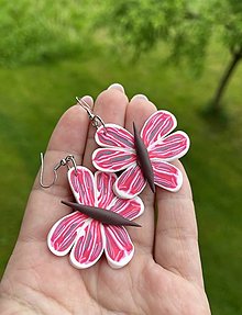 Náušnice - *Motýle* pink - 16610623_