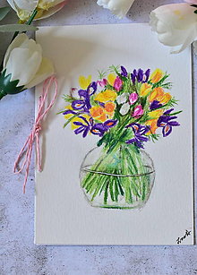 Papiernictvo - Pohľadnica-pestrá kytica kvetov - 16610652_