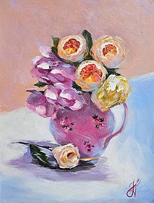 Obrazy - Obraz "Ruže a pivónie", 30x40 cm - 16610214_