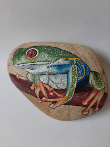 Dekorácie - Maľovaný kameň - žaba1 - 16611014_