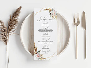 Papiernictvo - Svadobné menu Rose - 16613333_