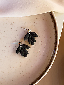 Náušnice - Náušnice lotosový kvet (Čierna - strieborná) - 16611632_