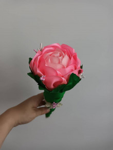 Dekorácie - Ružová ručne šitá ružička - 16613023_