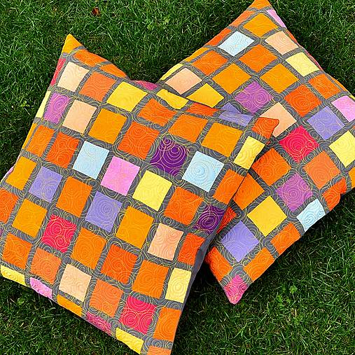 Úžitkový textil - Patchworkový polštář – tóny slunce - 16613302_