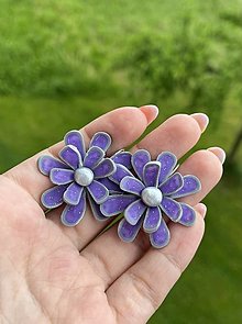 Náušnice - *Violet marble flowers - 16615642_