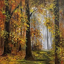 Obrazy - Zlata hodina v lese - 16613521_