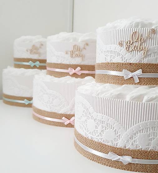 Detské doplnky - Plienková torta biela dvojposchodová - 16615983_