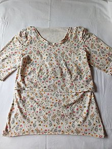 Oblečenie na dojčenie - Tričko na dojčenie béžové s lúčnymi kvetinami - 16615521_