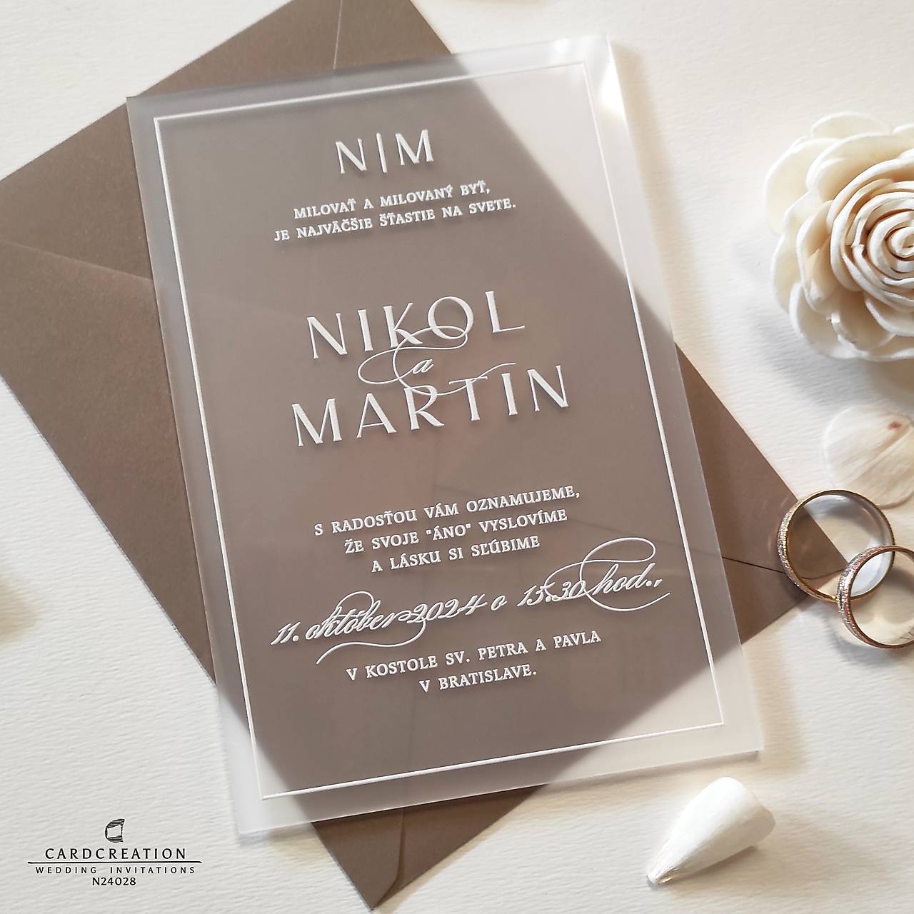 Transparentné svadobné oznámenie N24028