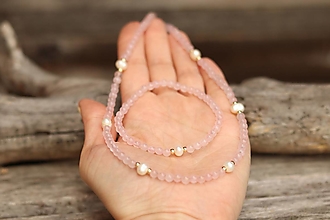 Sady šperkov - 2-dielna súprava šperkov ruženín, perly - 16615684_
