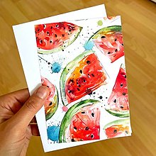 Papiernictvo - Pohľadnica kvety, motýľ, melóny, brezový háj C0014 (Melóny) - 16614655_