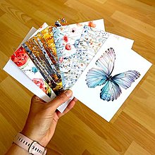 Papiernictvo - Pohľadnica kvety, motýľ, melóny, brezový háj C0014 (Set 5 ks pohľadníc) - 16614660_