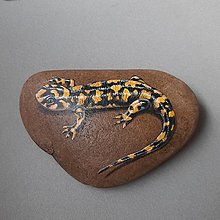 Dekorácie - Maľovaný kameň - salamandra - 16613548_