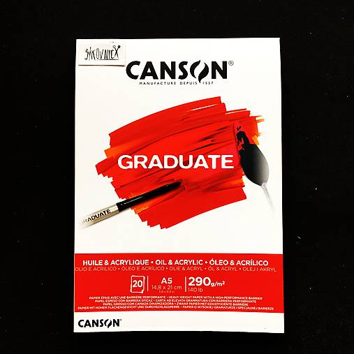 Skicár CANSON Graduate olej&akryl, 290g/m2, A5, 20 listov