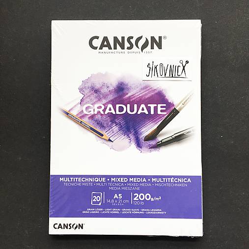Skicár CANSON Graduate MIXED MEDIA, 200g/m2, A5, 20 listov