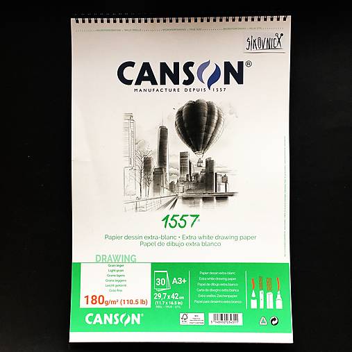Skicár CANSON 1557, 180g/m2, A3+, 30 listov