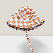 Detské čiapky - Detský klobúk caramel squares - 16617429_