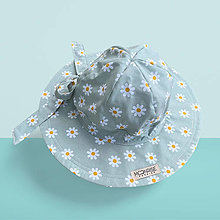 Detské čiapky - Detský klobúk s mašlou - daisies mint - 16617439_