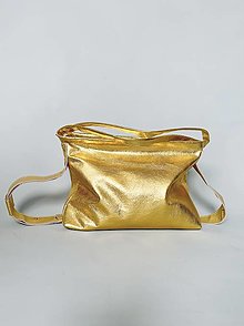 Kabelky - AURORA zlatá kožená kabelka - 16616829_