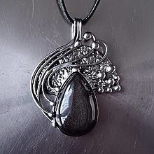 Náhrdelníky - Jag - náhrdelník ( obsidián ) - 16618807_