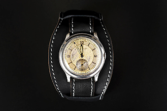 Náramky - Prevliekací kožený remienok na hodinky 20mm, One Piece s podložkou/čierny/sivé prešitie/čierna pracka - 16617138_