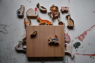 Hračky - Drevená krabička so zvieratkami - 16621886_