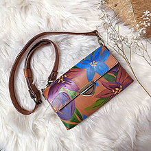 Kabelky - Ručne maľovaná kožená kabelka MidiMe (meadow III.) - 16620499_