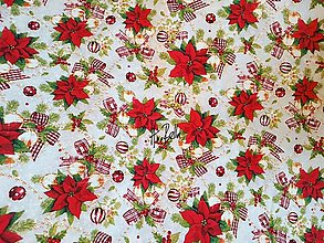 Úžitkový textil - Vianočný červený obrus, štóla VIANOČNÁ RUŽA - 16620354_