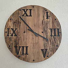Hodiny - Veľké nástenné hodiny - staré drevo, priemer 58 cm - 16620926_