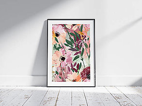 Grafika - Art Print| Farebný kvetinový vzor, maľované kvety|07 - 16620671_
