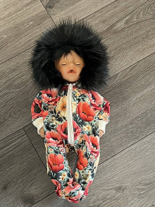 Hračky - Zimný overal pre bábiku BABY BORN - 43 cm, kvety - 16620237_