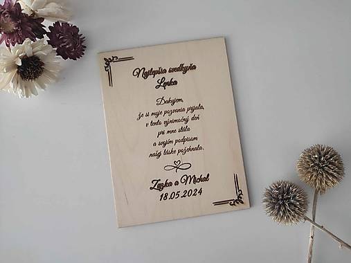 Tabuľky - Poďakovanie pre svedkyňu - Najlepšia svedkyňa - 16620664_
