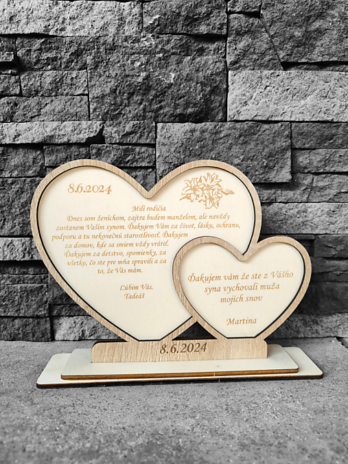 Tabuľky - Poďakovanie rodičom dvojité srdce  - 16619911_