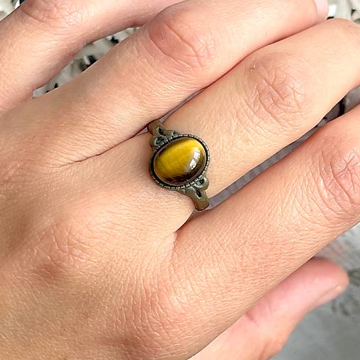 Simple Mini Bronze Tiger Eye Ring / Jemný bronzový prsteň s tigrím okom E035