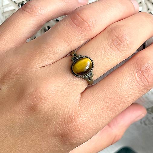 Simple Mini Bronze Tiger Eye Ring / Jemný bronzový prsteň s tigrím okom E035