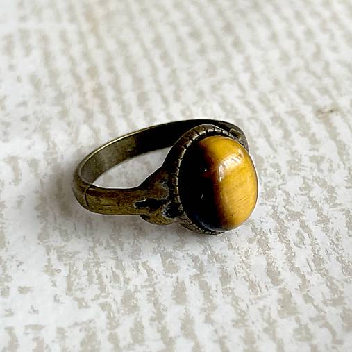 Simple Mini Bronze Tiger Eye Ring / Jemný bronzový prsteň s tigrím okom E035