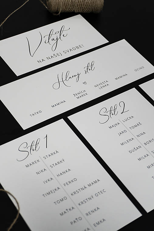 Papiernictvo - Zasadací poriadok "Minimalistický čierno-biely" - 16623782_