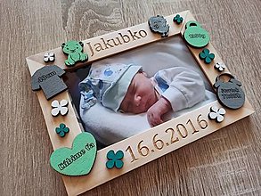 Detské doplnky - Fotorámik s údajmi o narodení (chlapec) - ROZNE DIZAJNY (Dizajn c.1) - 16622487_