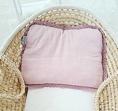 Detský textil - Doplnkový mušelínový vankúšik 40x30cm s lemovaním pastel ružová - 16624968_