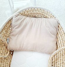 Detský textil - Doplnkový mušelínový vankúšik 40x30cm s lemovaním béžový - 16624978_