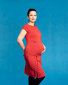 Tehotenské oblečenie - Bambusové šaty na dojčenie-korálové - 16625213_