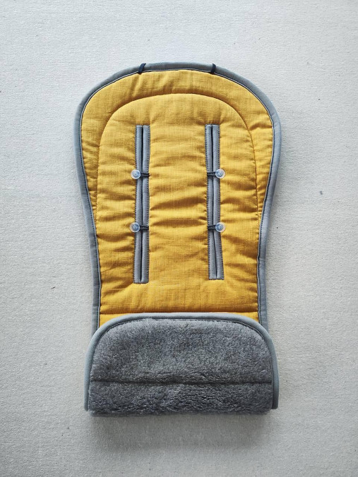 Detský textil - Podložka do kočíka CYBEX Talos S proti poteniu 100 % merino top super  wash Natural 100% Ľan Yelloy - 16625110_