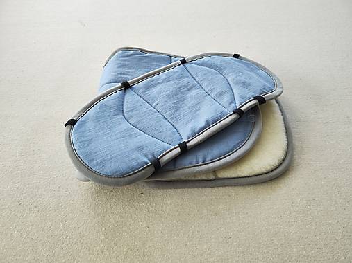 Detský textil - VLNIENKA Podložka do autosedačky Avionaut Maxspace comfort System + 100% Merino TOP SUPER WASH Natural 100% ľan SKY Blue - 16625435_