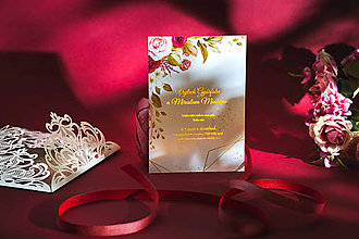 Papiernictvo - Luxusné svadobné oznámenie Flower Gold - 16624673_