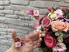 Papiernictvo - Luxusné svadobné oznámenie Akryl flowers - 16624704_