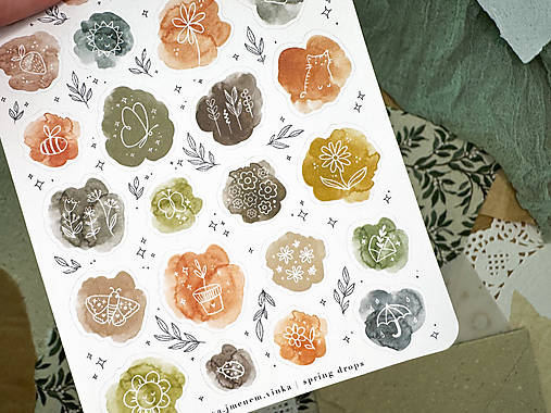 Papier - Samolepky " Spring Drops " - 16624677_
