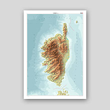 Grafika - Korzika (dekoratívna mapa) - 16625012_