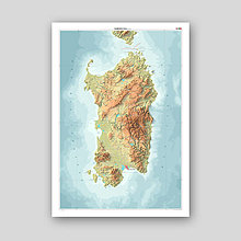 Grafika - Sardínia (dekoratívna mapa) - 16625038_