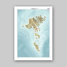Grafika - Faerské ostrovy (dekoratívna mapa) - 16625133_