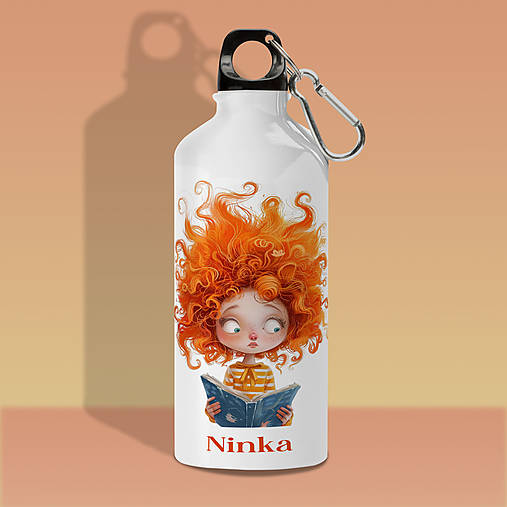 Nádoby - DIEVČA S KNIHOU fľaša s ľubovoľným menom pre deti - 16626383_